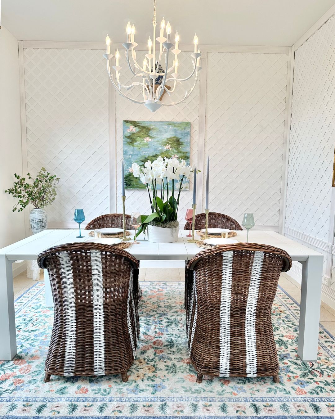 Selling Our Florida House: Making Over the Lattice Room for Buyers | Coastal Grandmillennial Dining Room Style